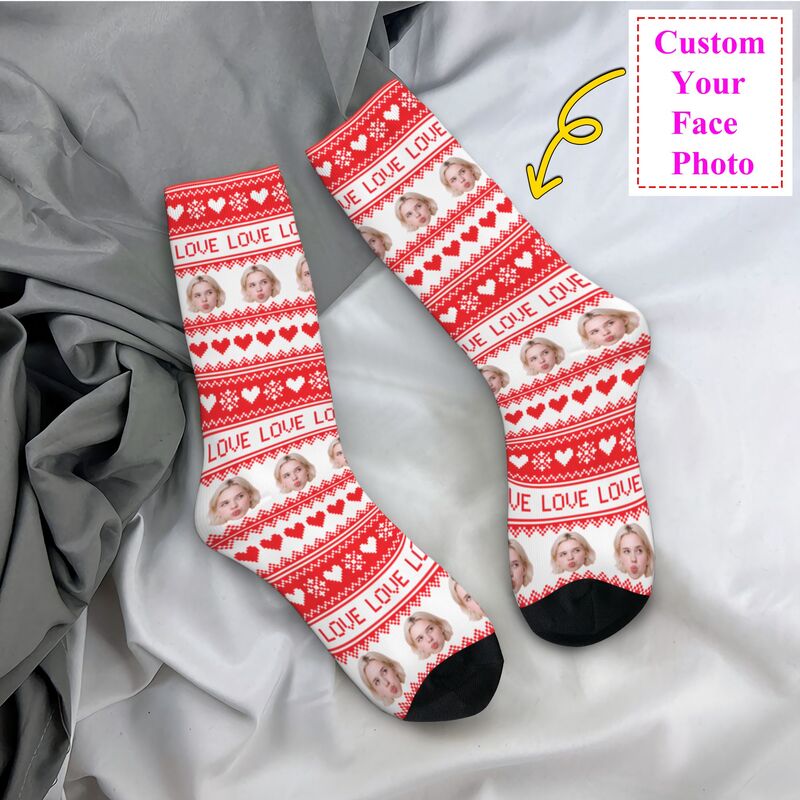 Dress Sock Men - Kaos Kaki Natal Custom Foto Wajah
