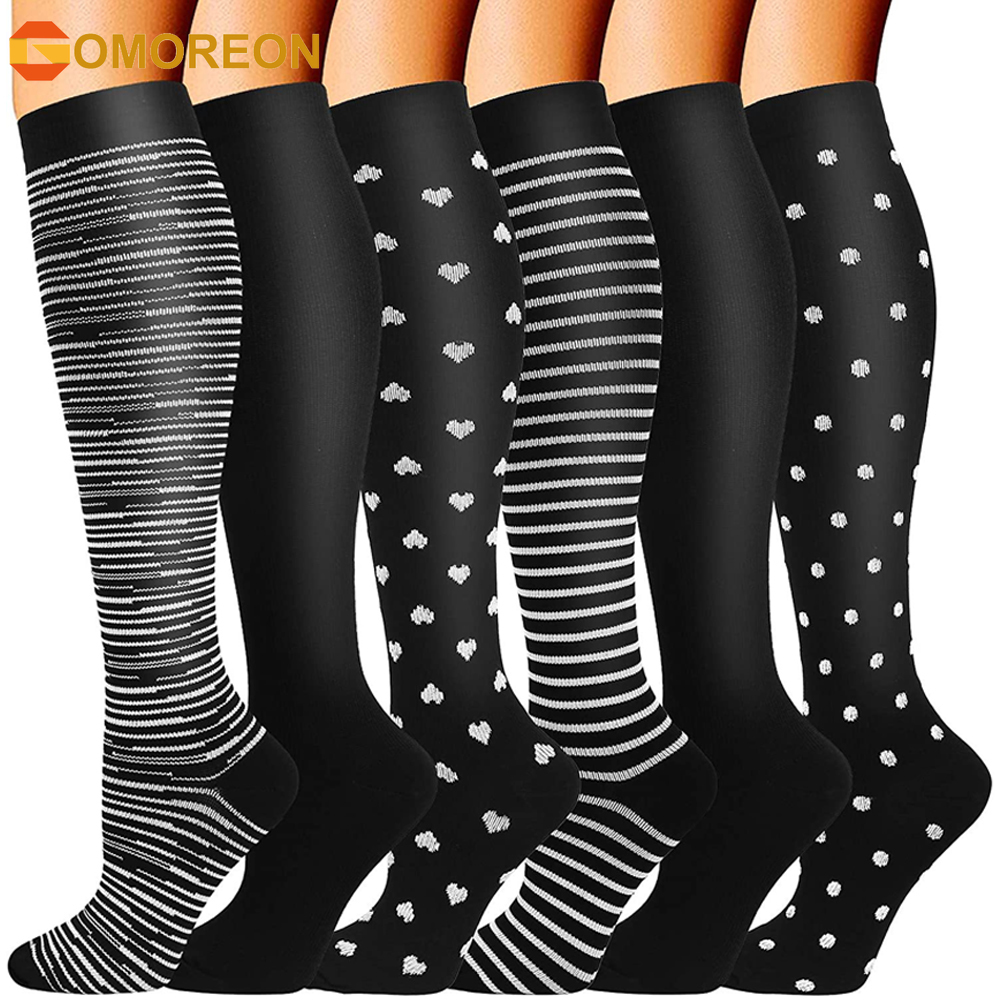 Compression Sock Medical - GOMOREON 6 Pasang Kaus Kaki Kompresi