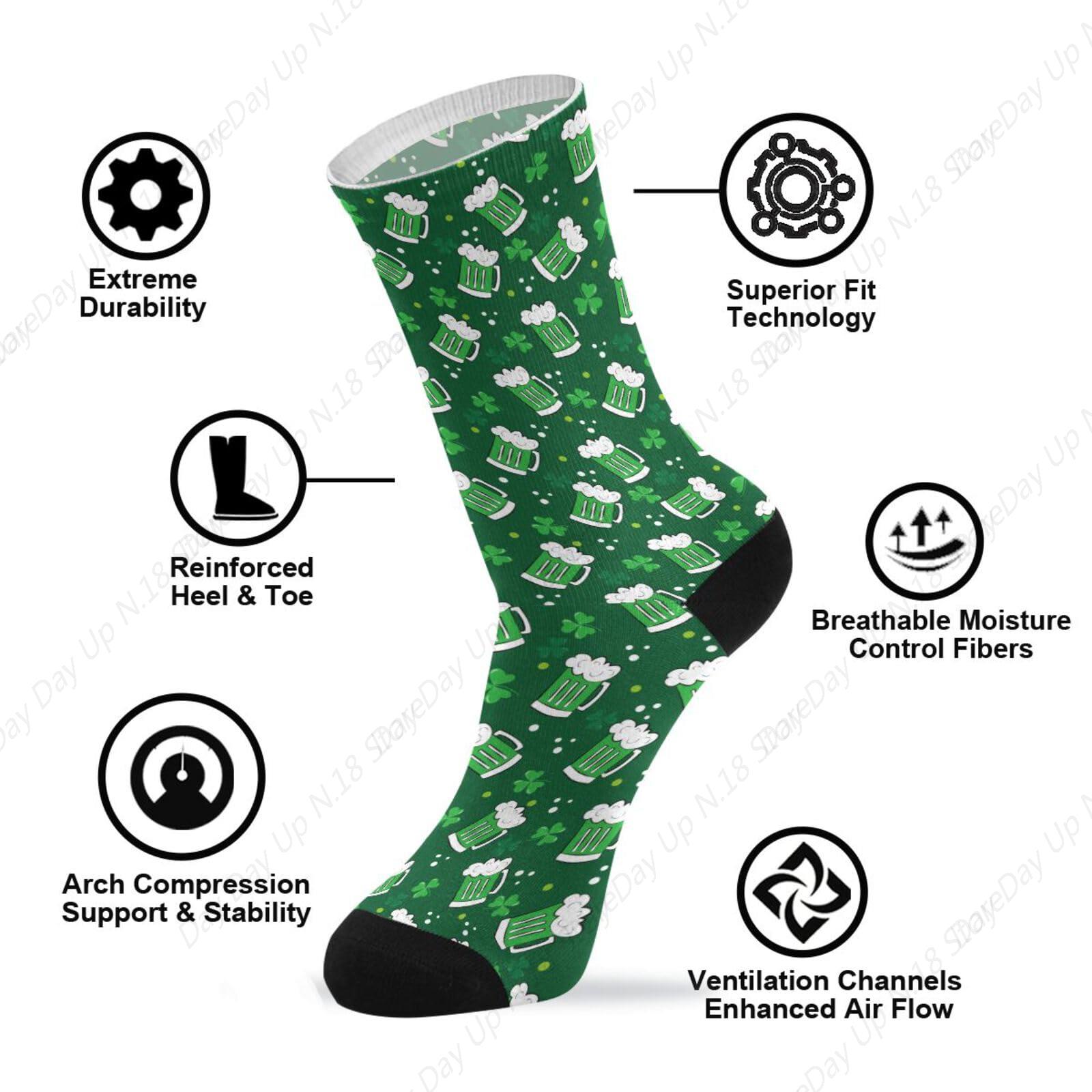 Hijau Clover Leaf bir St. Patr - Cotton Crew Sock Pack ulasan dan harga